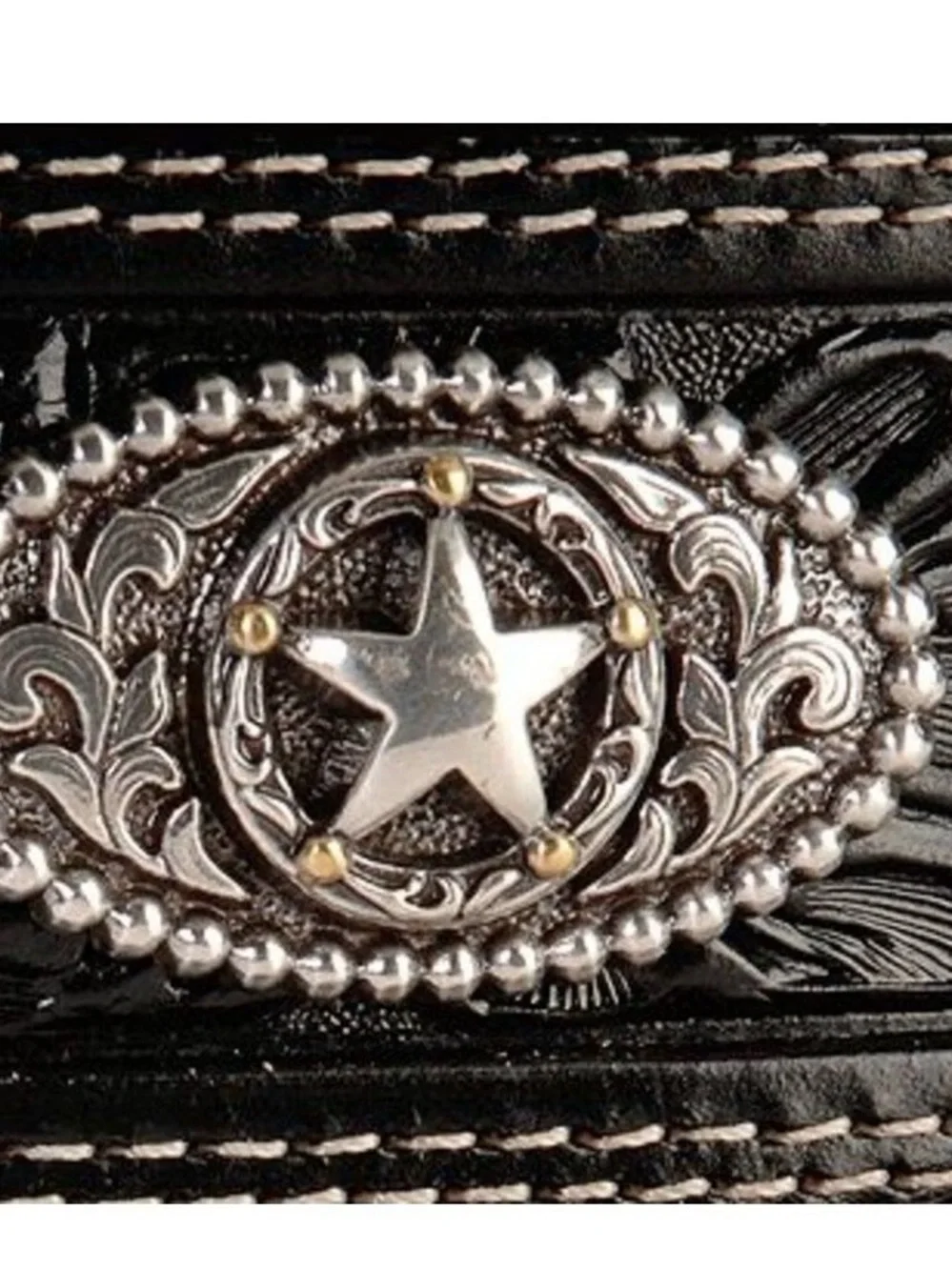 Black Justin Ranch Star Cowboy Western Belt For Men, Size 38 NEW
